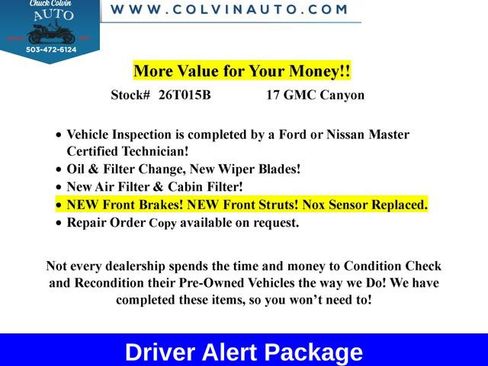 Used 2017 GMC Canyon SLT w/ Driver Alert Package AWD/4WD image 2