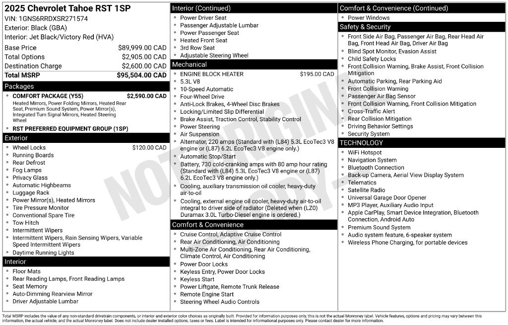 Used 2025 Chevrolet Tahoe RST w/ Comfort Package AWD/4WD image 36