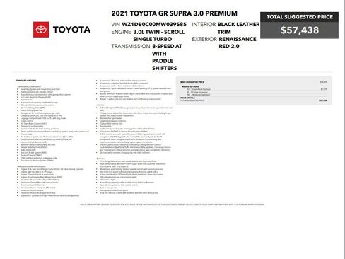 Used 2021 Toyota Supra Premium w/ Driver Assist Package RWD image 63