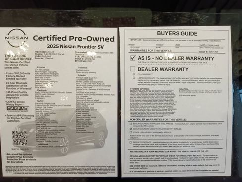 Used 2025 Nissan Frontier SV w/ SV Convenience Package RWD image 34