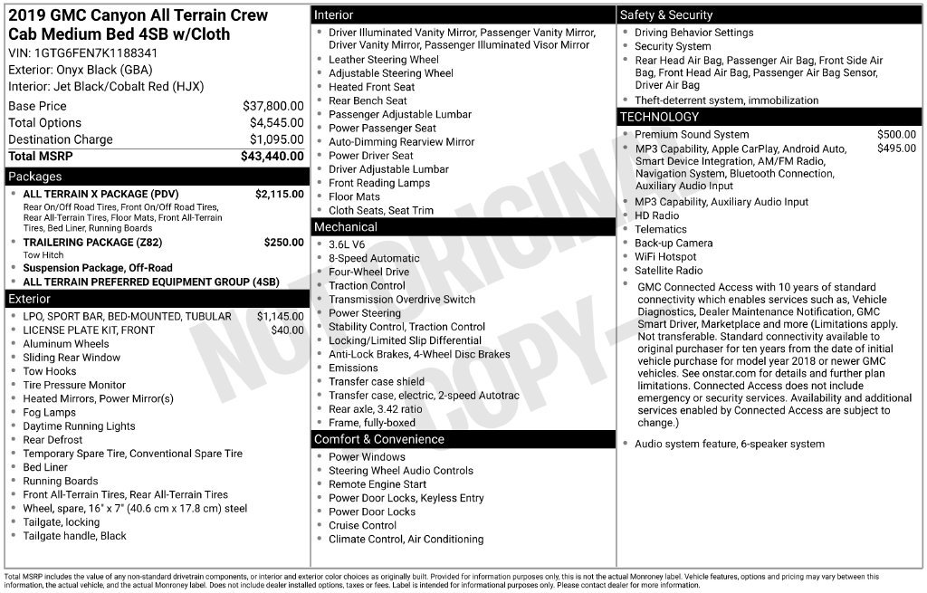 Used 2019 GMC Canyon All Terrain w/ All Terrain X Package AWD/4WD image 7