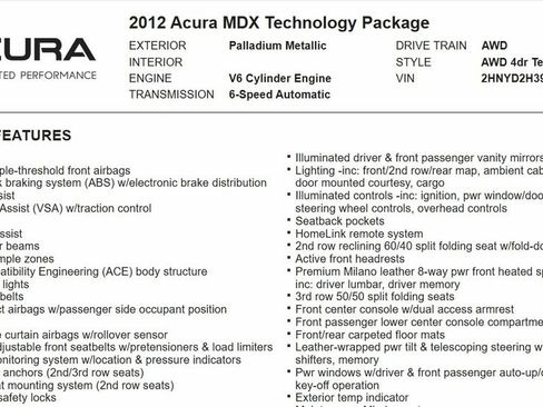 Used 2012 Acura MDX w/ Technology Package image 18