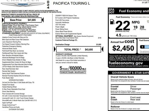 Used 2024 Chrysler Pacifica Touring-L FWD image 2