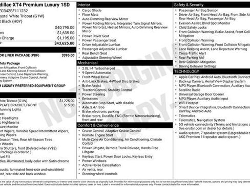 Certified 2025 Cadillac XT4 Premium Luxury w/ LPO, Floor Liner Package FWD image 34