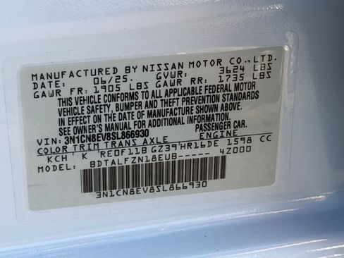 Certified 2025 Nissan Versa SV w/ Trunk Package FWD image 30
