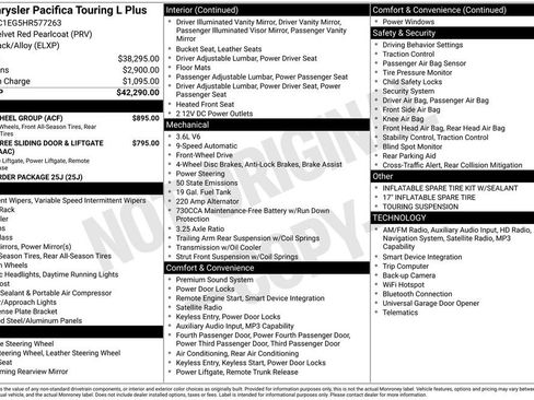 Used 2017 Chrysler Pacifica Touring-L Plus w/ Tire & Wheel Group FWD image 32