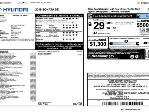 Used 2019 Hyundai Sonata SE image 2