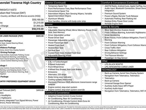 New 2026 Chevrolet Traverse High Country w/ LPO, Floor Liner Package FWD image 5