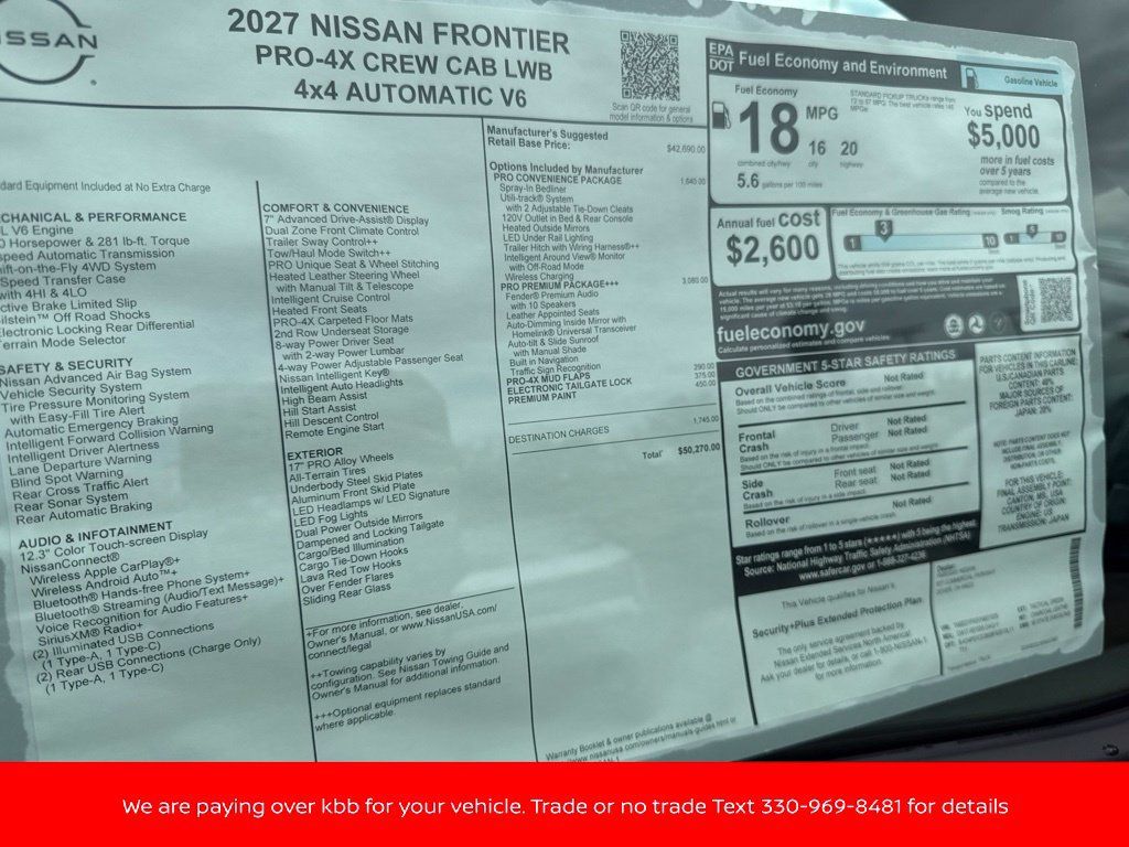 New 2027 Nissan Frontier PRO-4X w/ Pro Premium Package AWD/4WD image 52