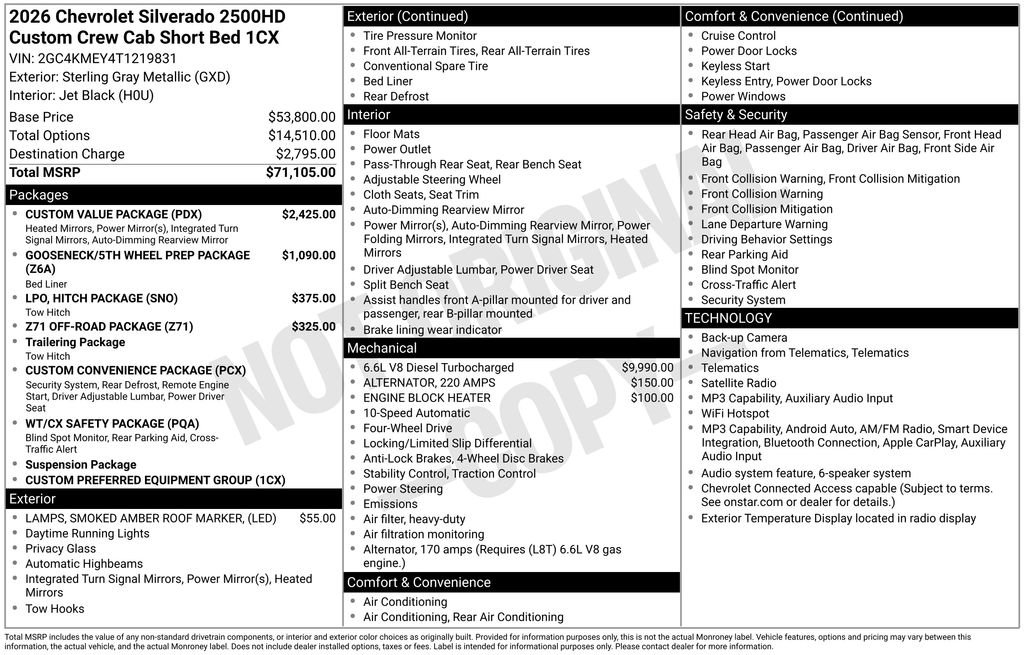 New 2026 Chevrolet Silverado 2500 Custom w/ Custom Value Package AWD/4WD image 27