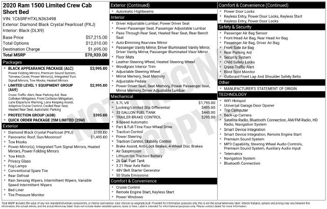 Used 2020 RAM 1500 Limited w/ Black Appearance Package AWD/4WD image 13