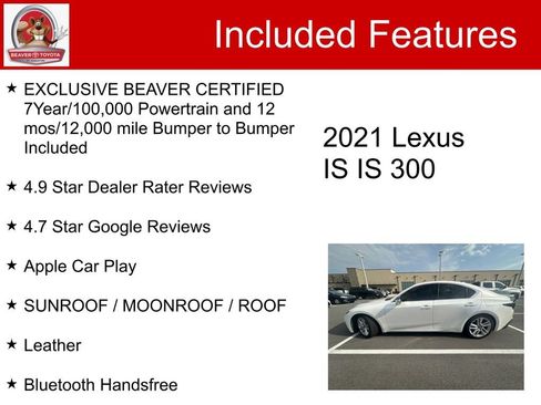 Used 2021 Lexus IS 300 w/ Comfort Package RWD image 5