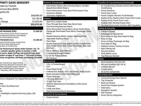 Used 2020 INFINITI QX50 Sensory w/ Proactive Package image 47