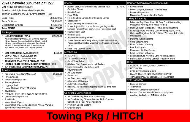 Used 2024 Chevrolet Suburban Z71 w/ Luxury Package AWD/4WD image 17
