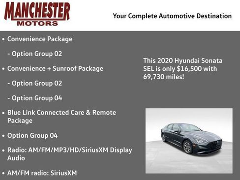 Used 2020 Hyundai Sonata SEL w/ Convenience + Sunroof Package FWD image 2