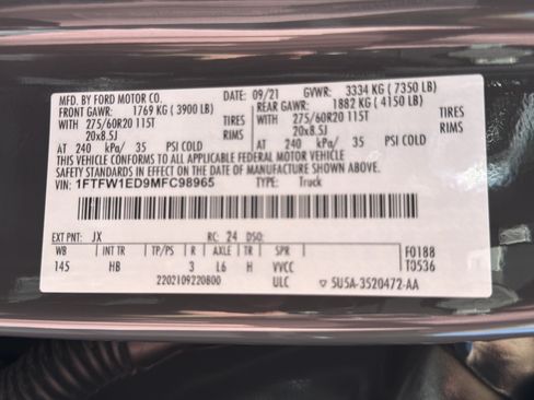 Used 2021 Ford F150 Lariat w/ Equipment Group 502A High AWD/4WD image 35