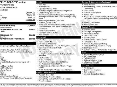 Used 2014 INFINITI Q50 Premium w/ Navigation Package image 2