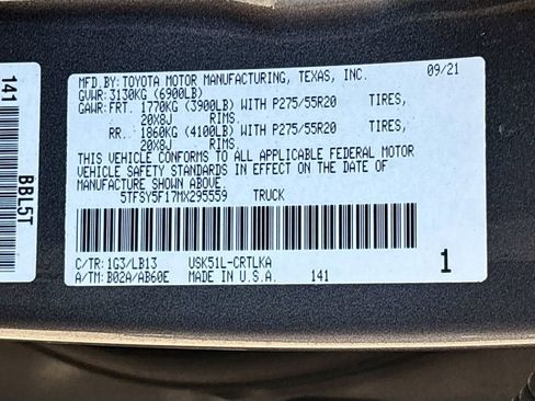 Used 2021 Toyota Tundra Limited w/ Limited Premium Package RWD image 31