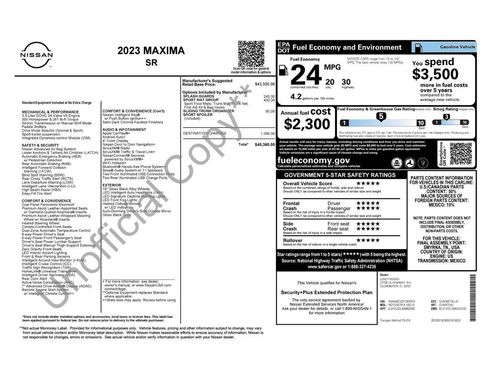 Used 2023 Nissan Maxima SR w/ Sport Mat Group FWD image 2