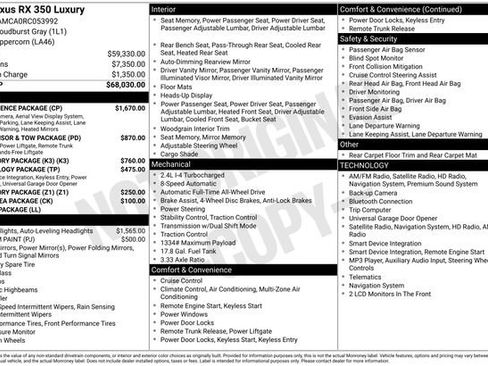 Certified 2024 Lexus RX 350 AWD w/ Convenience Package image 38