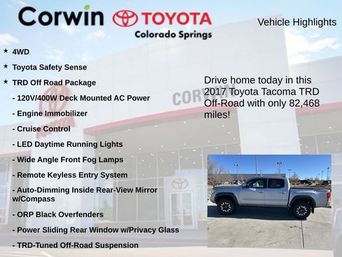 Used 2017 Toyota Tacoma TRD Off-Road w/ Tow Package (A/T) image 7
