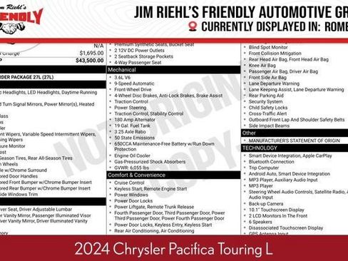 Used 2024 Chrysler Pacifica Touring-L FWD image 1