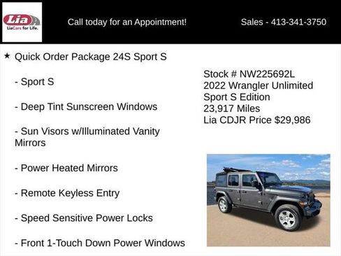 Certified 2022 Jeep Wrangler Unlimited Sport AWD/4WD image 6