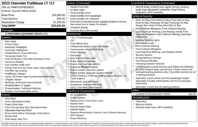 Used 2023 Chevrolet TrailBlazer LT FWD image 33
