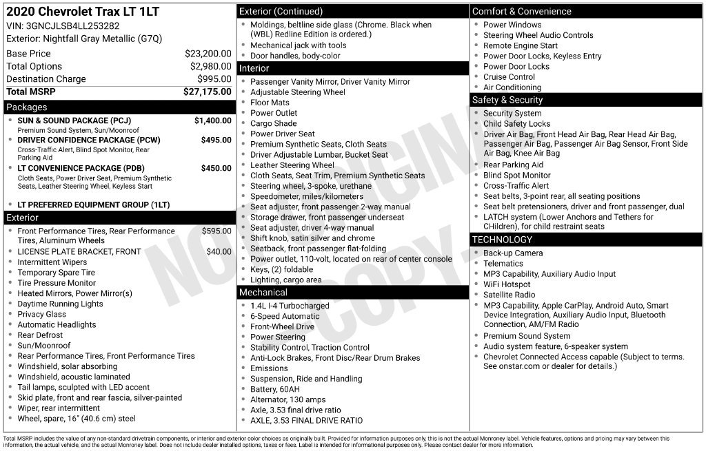 Used 2020 Chevrolet Trax LT w/ Sun & Sound Package FWD image 12