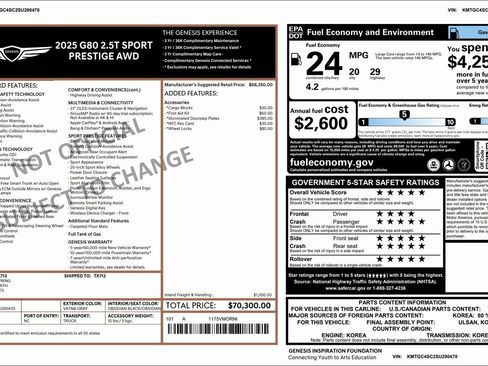 Certified 2025 Genesis G80 2.5T Sport Prestige image 3