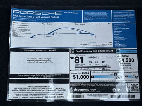 Used 2025 Porsche Taycan Turbo GT AWD/4WD image 17