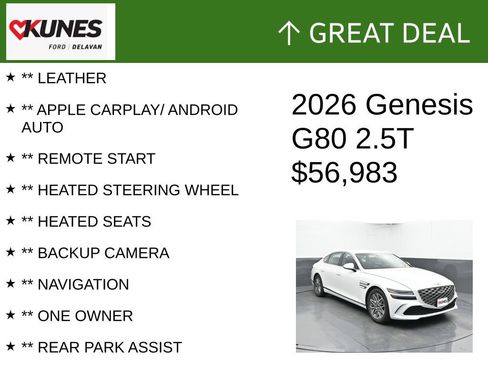 Used 2026 Genesis G80 2.5T AWD/4WD image 2