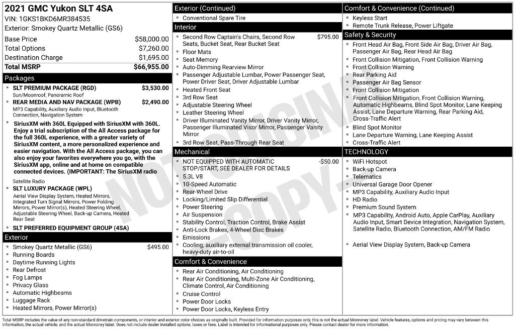 Used 2021 GMC Yukon SLT w/ SLT Premium Package RWD image 4