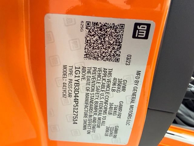 Certified 2023 Chevrolet Corvette Stingray Preferred Conv w/ Battery Protection Package RWD image 23
