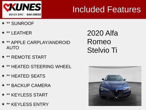 Used 2020 Alfa Romeo Stelvio Ti w/ Active Blind Spot Package AWD/4WD image 2