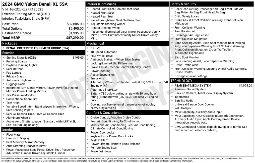 Certified 2024 GMC Yukon XL Denali AWD/4WD image 37