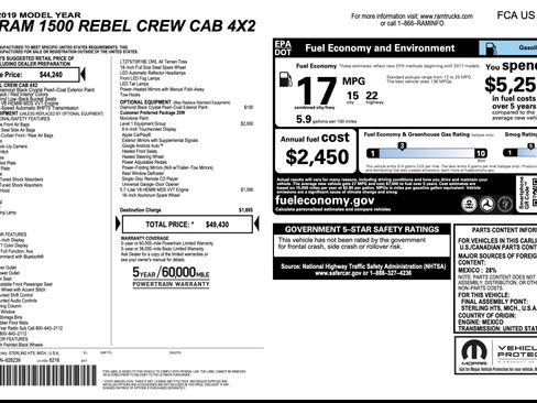 Used 2019 RAM 1500 Rebel w/ Rebel Level 1 Equipment Group RWD image 2