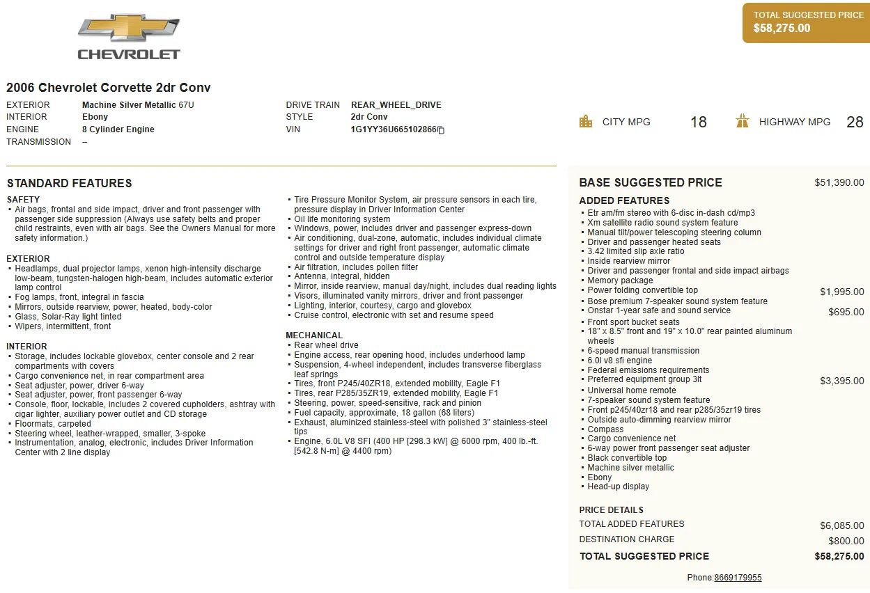 Used 2006 Chevrolet Corvette Coupe w/ Preferred Equipment Group RWD image 62