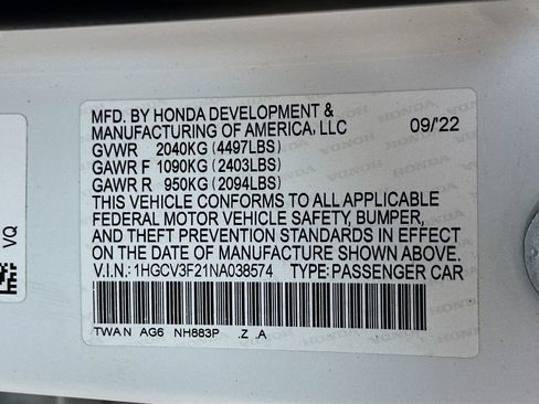 Certified 2022 Honda Accord Sport image 29