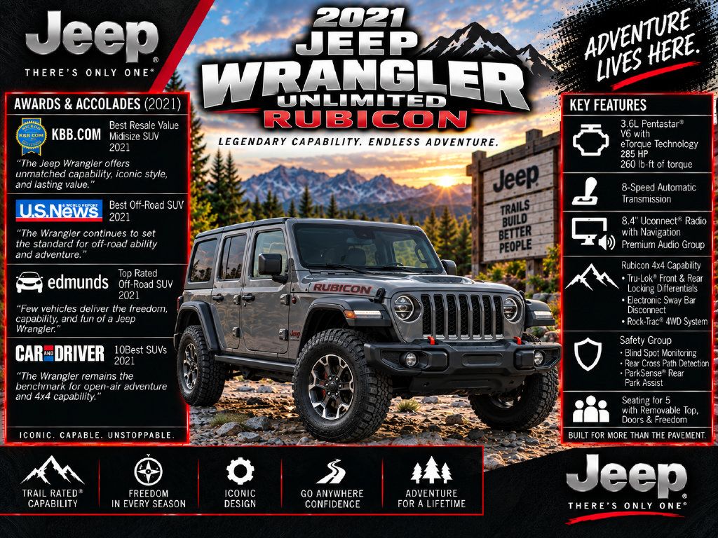 Used 2021 Jeep Wrangler Unlimited Rubicon AWD/4WD image 2