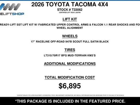 Used 2026 Toyota Tacoma TRD Off-Road w/ TRD Off Road Upgrade Package AWD/4WD image 2