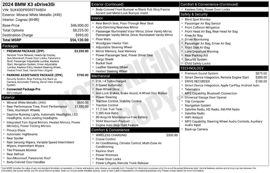 Certified 2024 BMW X3 sDrive30i w/ Premium Package RWD image 7