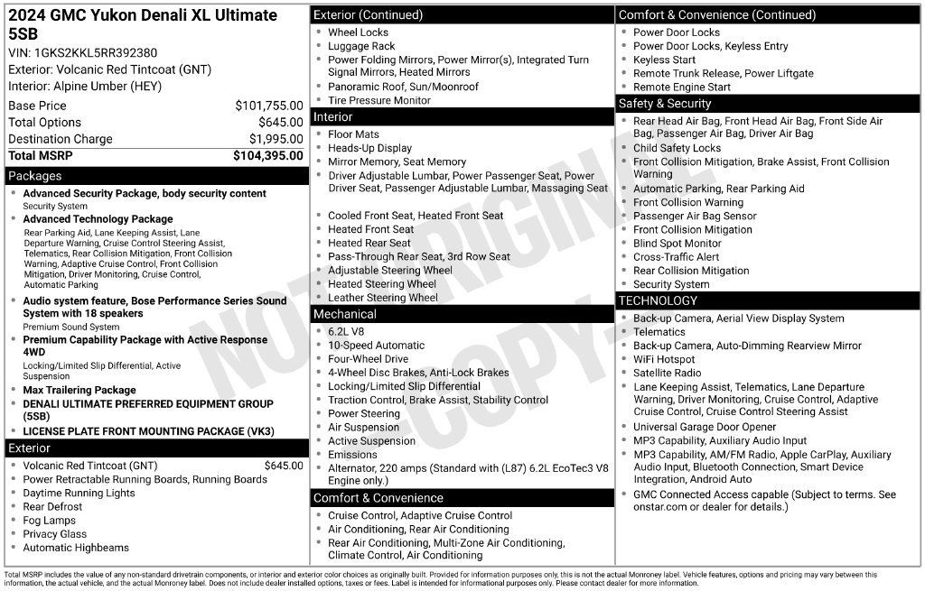 Used 2024 GMC Yukon XL Denali Ultimate AWD/4WD image 57