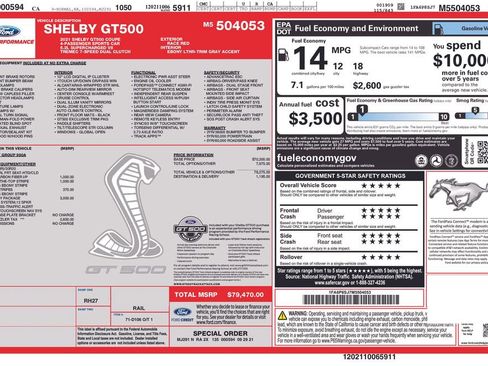 Certified 2021 Ford Mustang Shelby GT500 w/ Technology Package image 3
