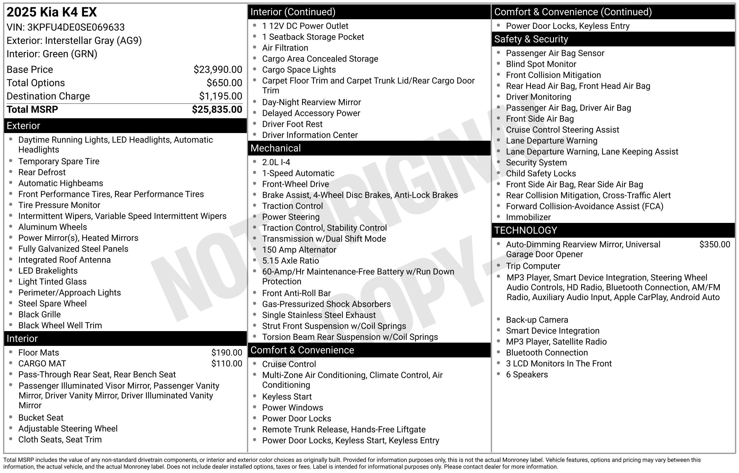 Used 2025 Kia K4 EX FWD image 2