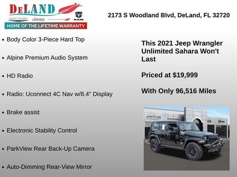 Used 2021 Jeep Wrangler Unlimited Sahara w/ Uconnect 4C Nav & Sound Group AWD/4WD image 18