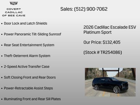 New 2026 Cadillac Escalade ESV Platinum Sport w/ LPO, Floor Liner Package AWD/4WD image 18