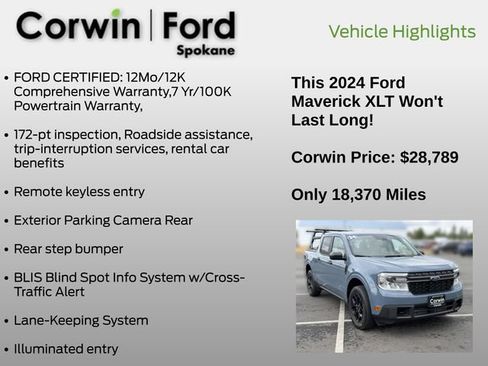 Used 2024 Ford Maverick XLT w/ Equipment Group 300A Standard AWD/4WD image 7