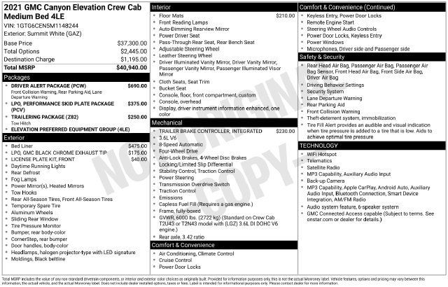 Used 2021 GMC Canyon Elevation w/ Driver Alert Package AWD/4WD image 20