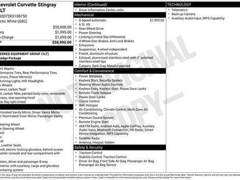 Used 2019 Chevrolet Corvette Stingray Coupe w/ 1LT image 9
